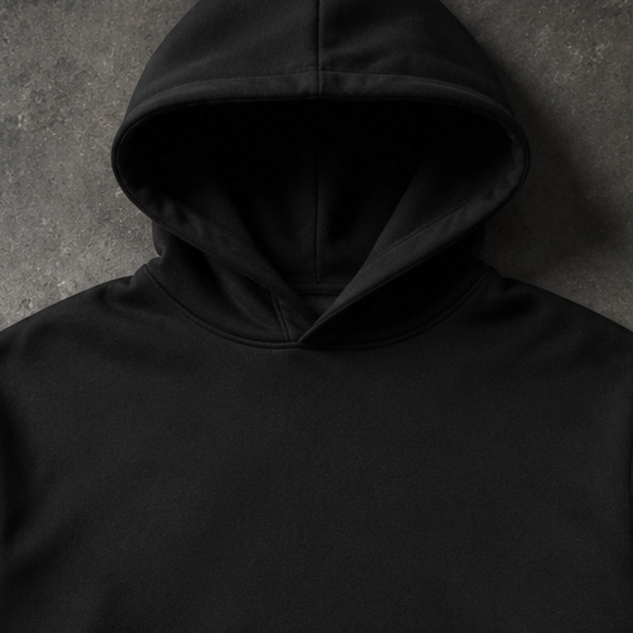 FIELD OATH Fieldcraft Route Hoodie: FIELD OATH black pullover hoodie hood and neckline construction detail