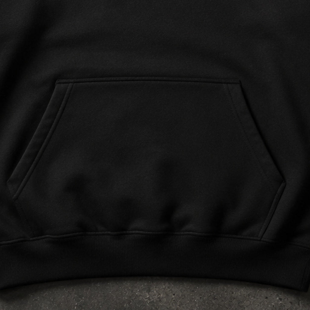 FIELD OATH Boreal Watch Hoodie: FIELD OATH black pullover hoodie kangaroo pocket and ribbed hem detail
