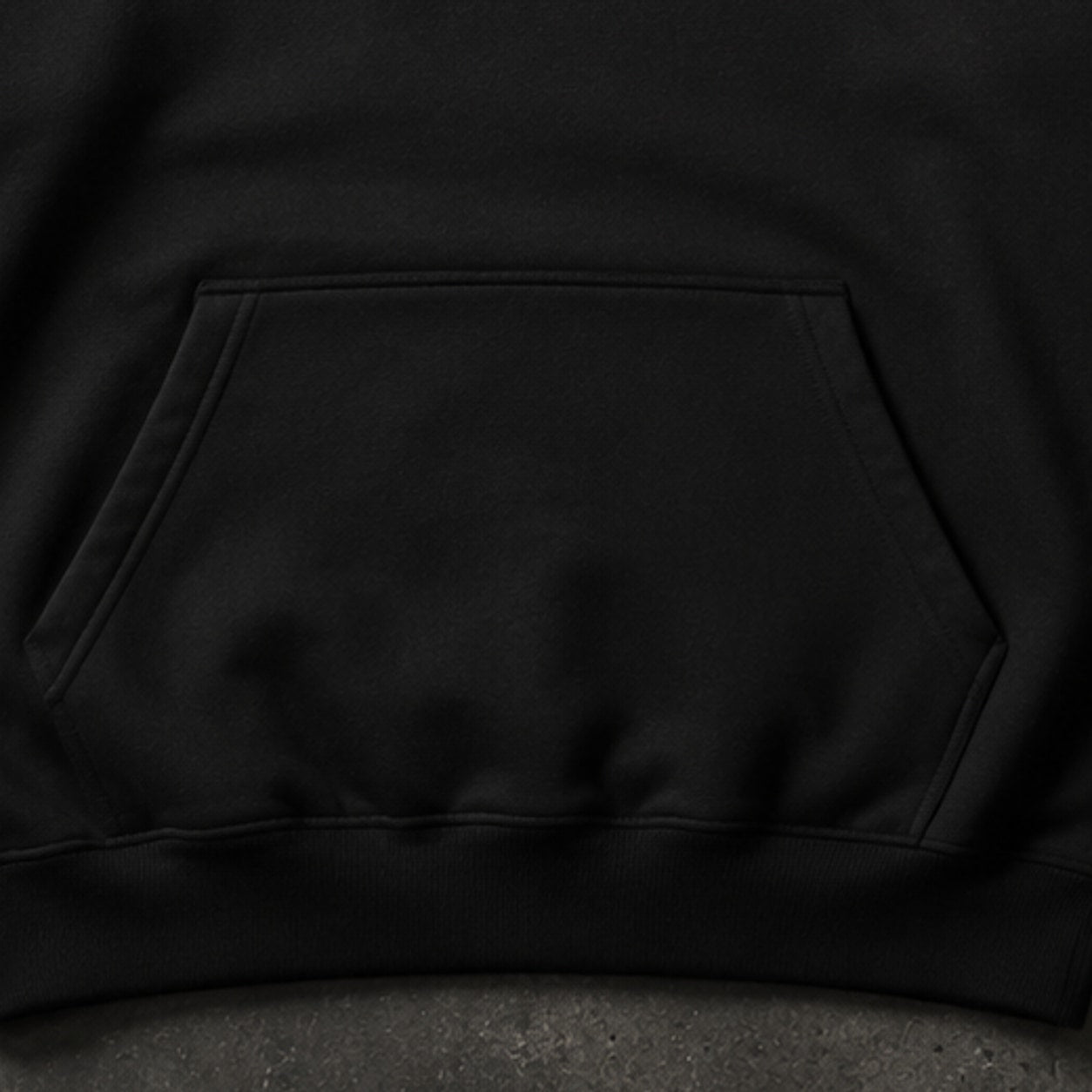 FIELD OATH Field Standard Hoodie: FIELD OATH black pullover hoodie kangaroo pocket and ribbed hem detail
