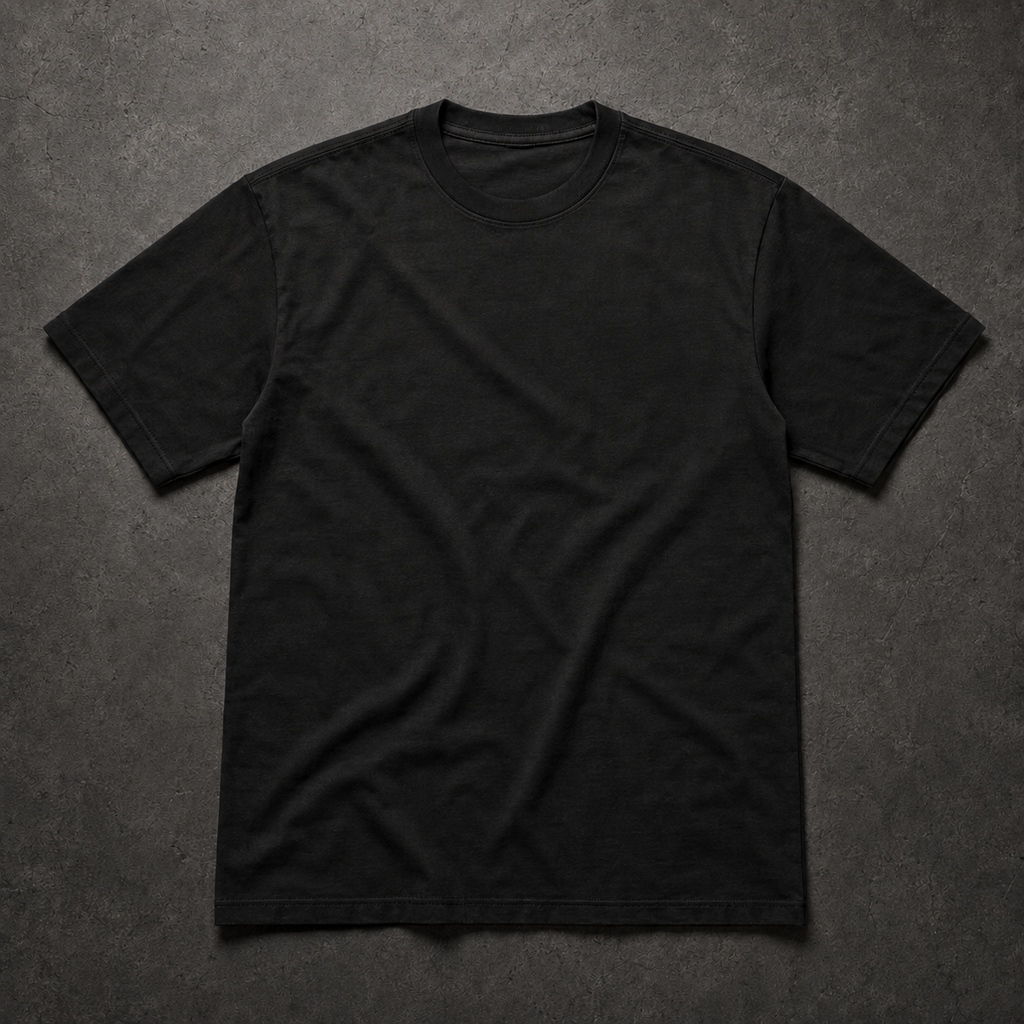 FIELD OATH Route Marker T-Shirt: black 160 gsm cotton base garment, front view