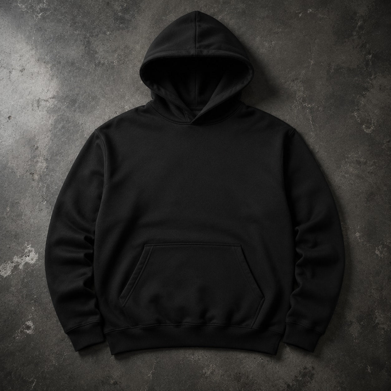 FIELD OATH Calm Under Load Hoodie: FIELD OATH black 280 gsm pullover hoodie base garment, front view