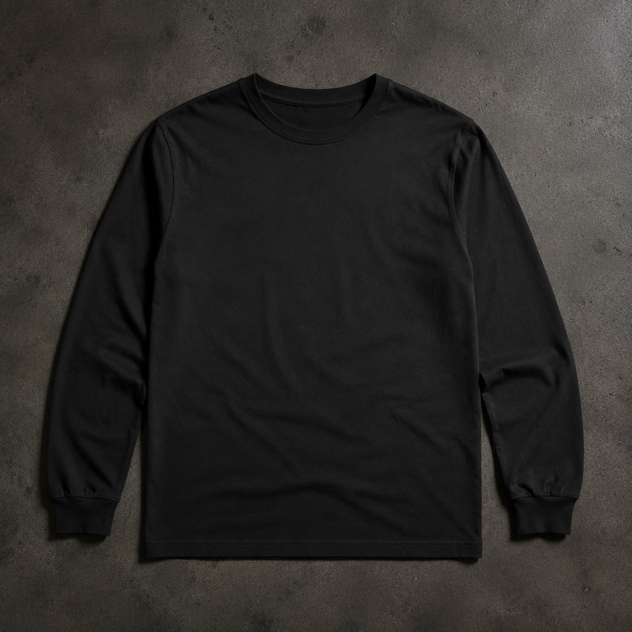 FIELD OATH Fieldcraft Grid Long Sleeve: FIELD OATH black 160 gsm cotton long sleeve base garment, front view