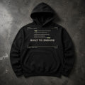 FIELD OATH Built to Endure Hoodie black hoodie front artwork on dark concrete