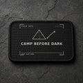 FIELD OATH Camp Before Dark Patch rectangular black embroidered patch with original FIELD OATH artwork