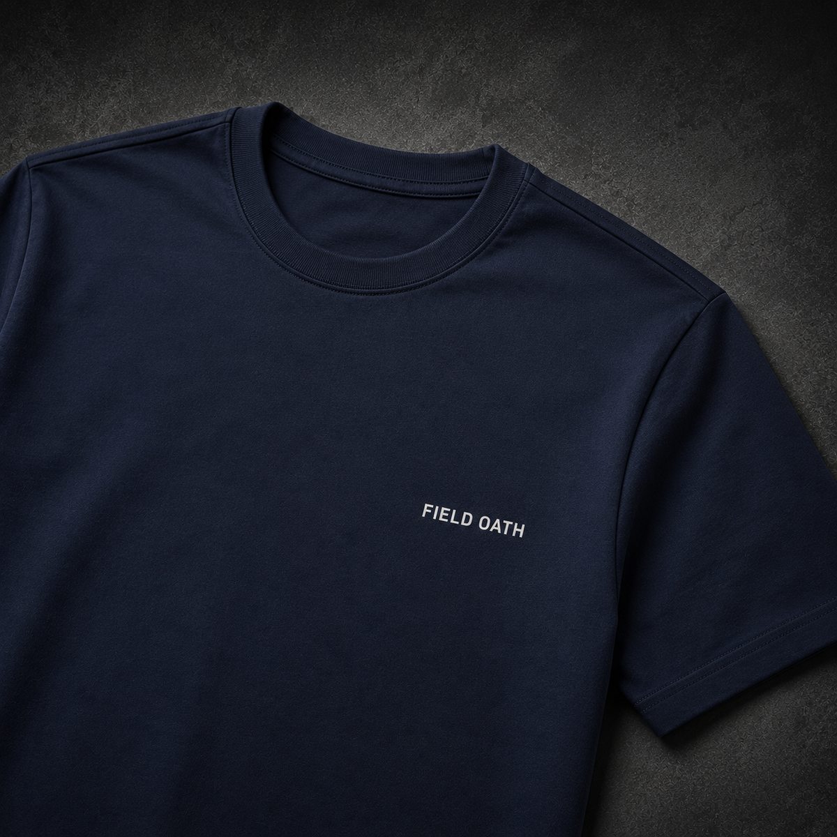 Navy FIELD OATH Crest Line T-Shirt collar, sleeve, chest identifier and cotton detail