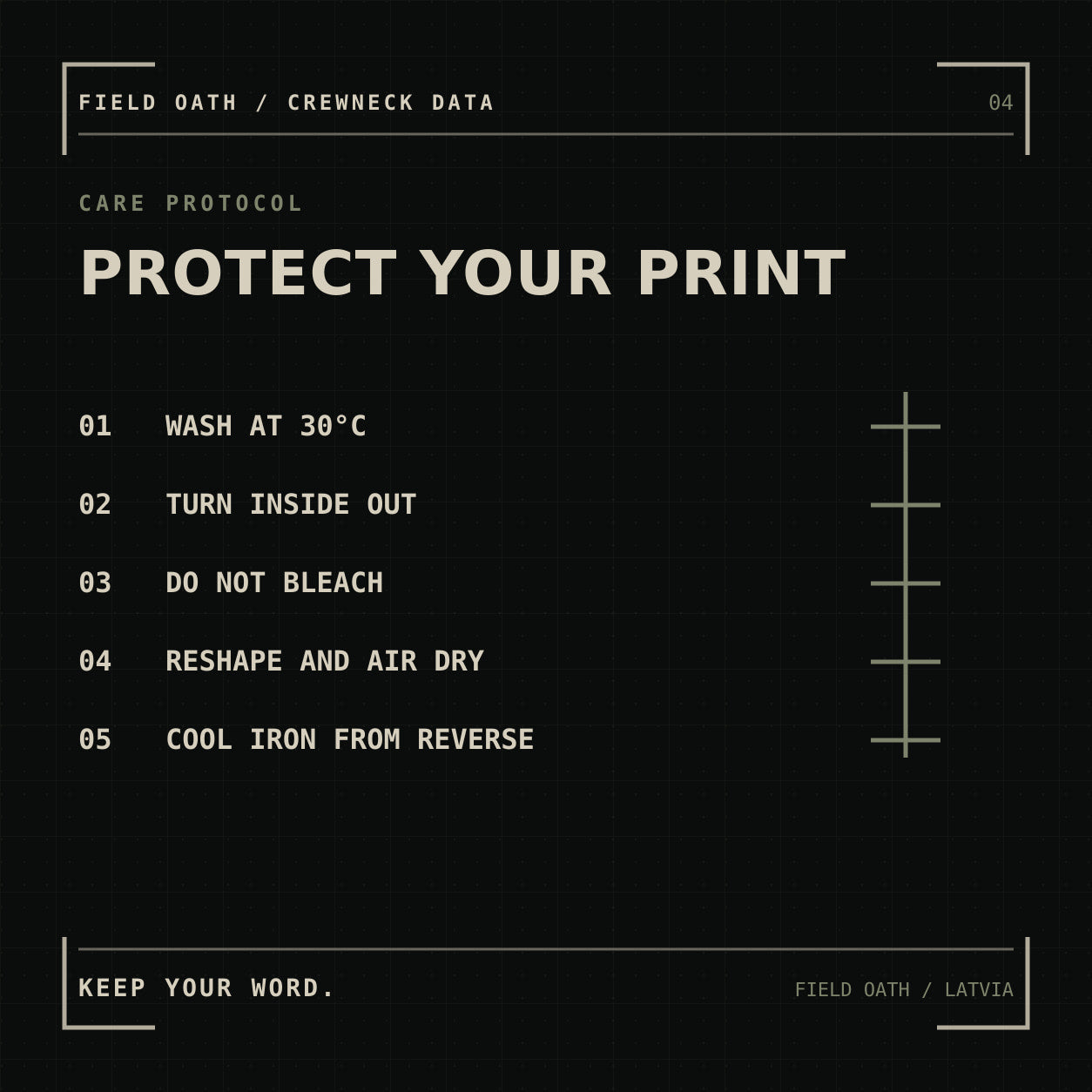 FIELD OATH Cold Horizon Crewneck: washing and print care instructions