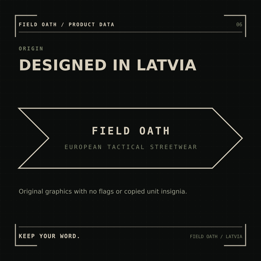 FIELD OATH Steady Under Pressure T-Shirt: FIELD OATH tactical streetwear designed in Latvia