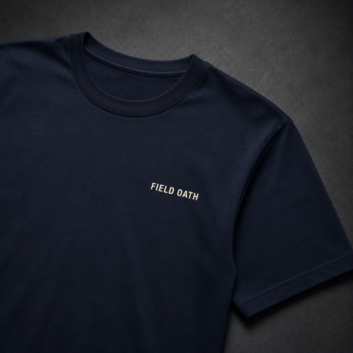 Navy FIELD OATH Field Standard T-Shirt collar, sleeve, chest identifier and cotton detail