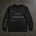 FIELD OATH Fieldcraft Grid Long Sleeve black long sleeve front artwork on dark concrete