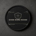 FIELD OATH Given Word Round Patch round black embroidered patch with original FIELD OATH artwork