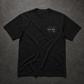 Black FIELD OATH Grid Reference T-Shirt front flat lay with compact navigation-grid chest identifier