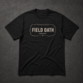 Black FIELD OATH Hold Fast T-Shirt front flat lay with centered HOLD FAST tactical frame