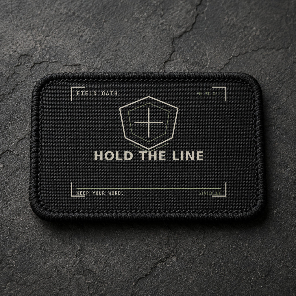FIELD OATH Hold the Line Patch rectangular black embroidered patch with original FIELD OATH artwork