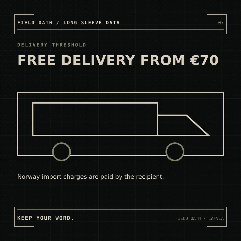FIELD OATH Keep Your Word Spine Long Sleeve: free delivery threshold and Norway import information