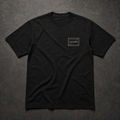 Black FIELD OATH No Easy Ground T-Shirt front flat lay with compact contour-band chest identifier