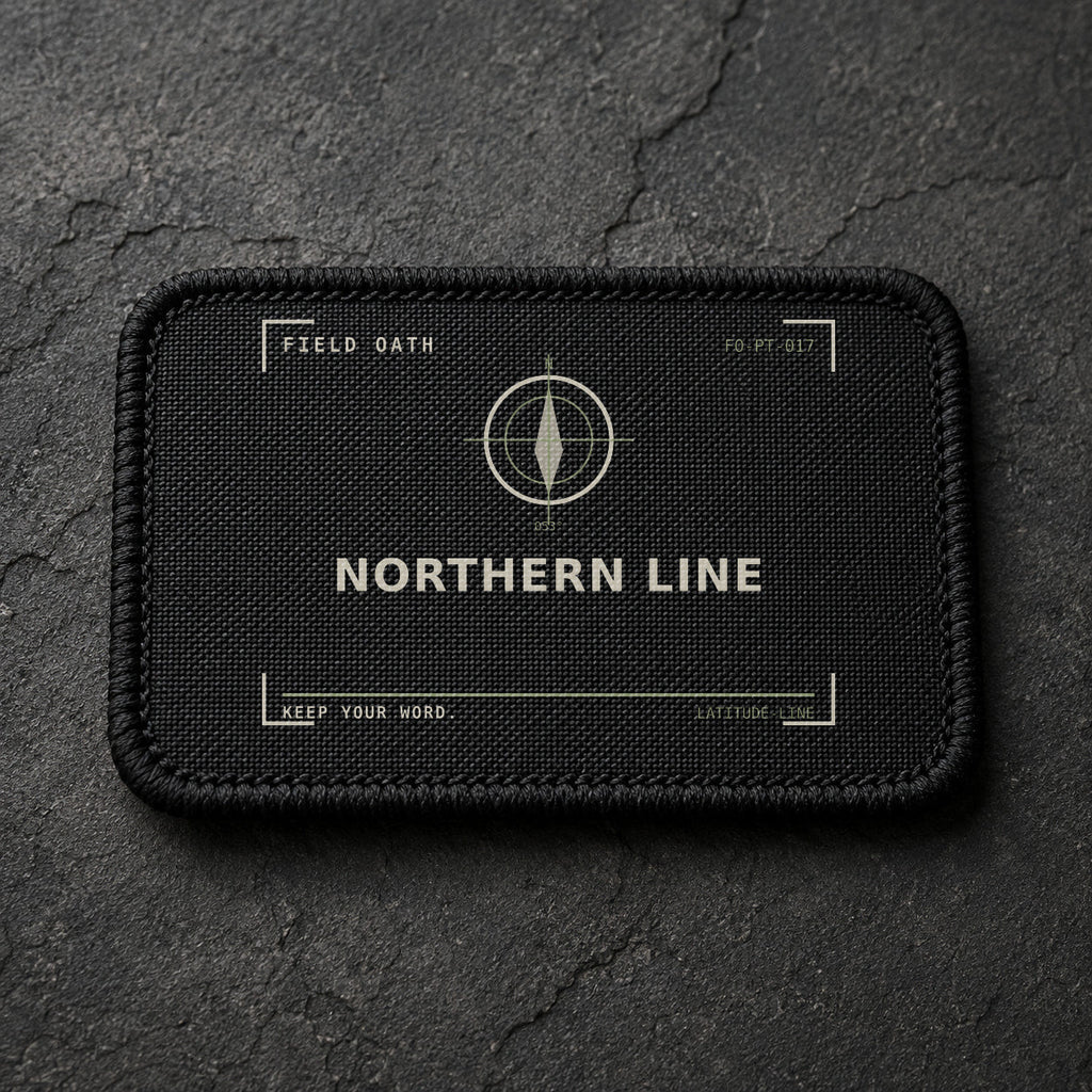 FIELD OATH Northern Line Patch rectangular black embroidered patch with original FIELD OATH artwork