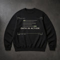 FIELD OATH Oath in Action Crewneck black crewneck front artwork on dark concrete