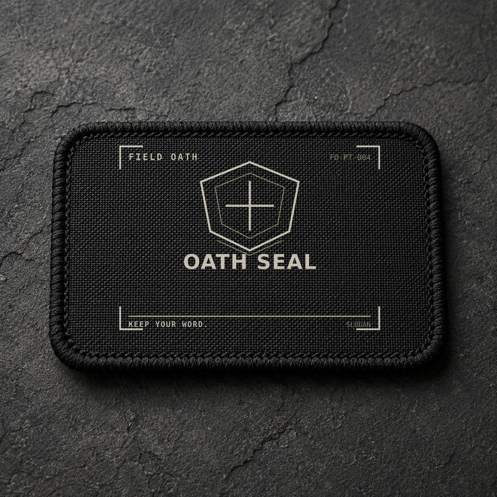 FIELD OATH Oath Seal Patch rectangular black embroidered patch with original FIELD OATH artwork