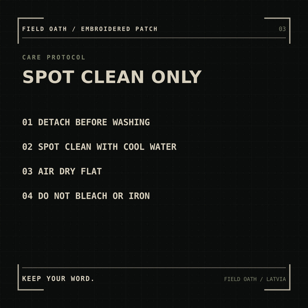 FIELD OATH Northbound Compass Patch: embroidered patch spot cleaning and care instructions