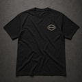 Black FIELD OATH Promise Held T-Shirt front flat lay with binding-line chest identifier