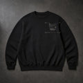 FIELD OATH Promise in Practice Crewneck black crewneck front artwork on dark concrete