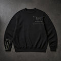 FIELD OATH Relentless Work Crewneck black crewneck front artwork on dark concrete