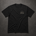 Black FIELD OATH Ridge Before Dawn T-Shirt front flat lay with compact ridge and watch-arc chest identifier