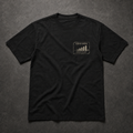 Black FIELD OATH Signal Clear T-Shirt front flat lay with left-chest radio signal bar graphic