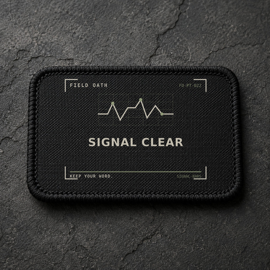 FIELD OATH Signal Clear Patch rectangular black embroidered patch with original FIELD OATH artwork