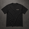 FIELD OATH Standard Mark T-Shirt front view in black with FIELD OATH chest identifier