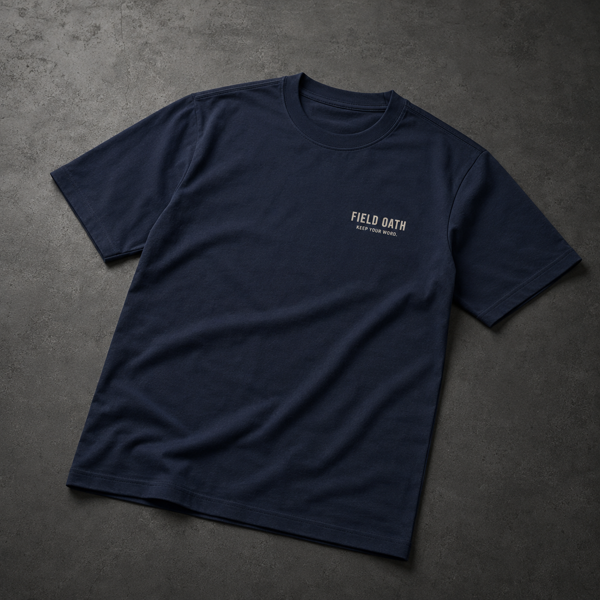 Navy FIELD OATH Standard Mark T-Shirt front view with FIELD OATH chest identifier