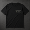 FIELD OATH Tactical Wordmark Block T-Shirt front view in black with FIELD OATH chest identifier