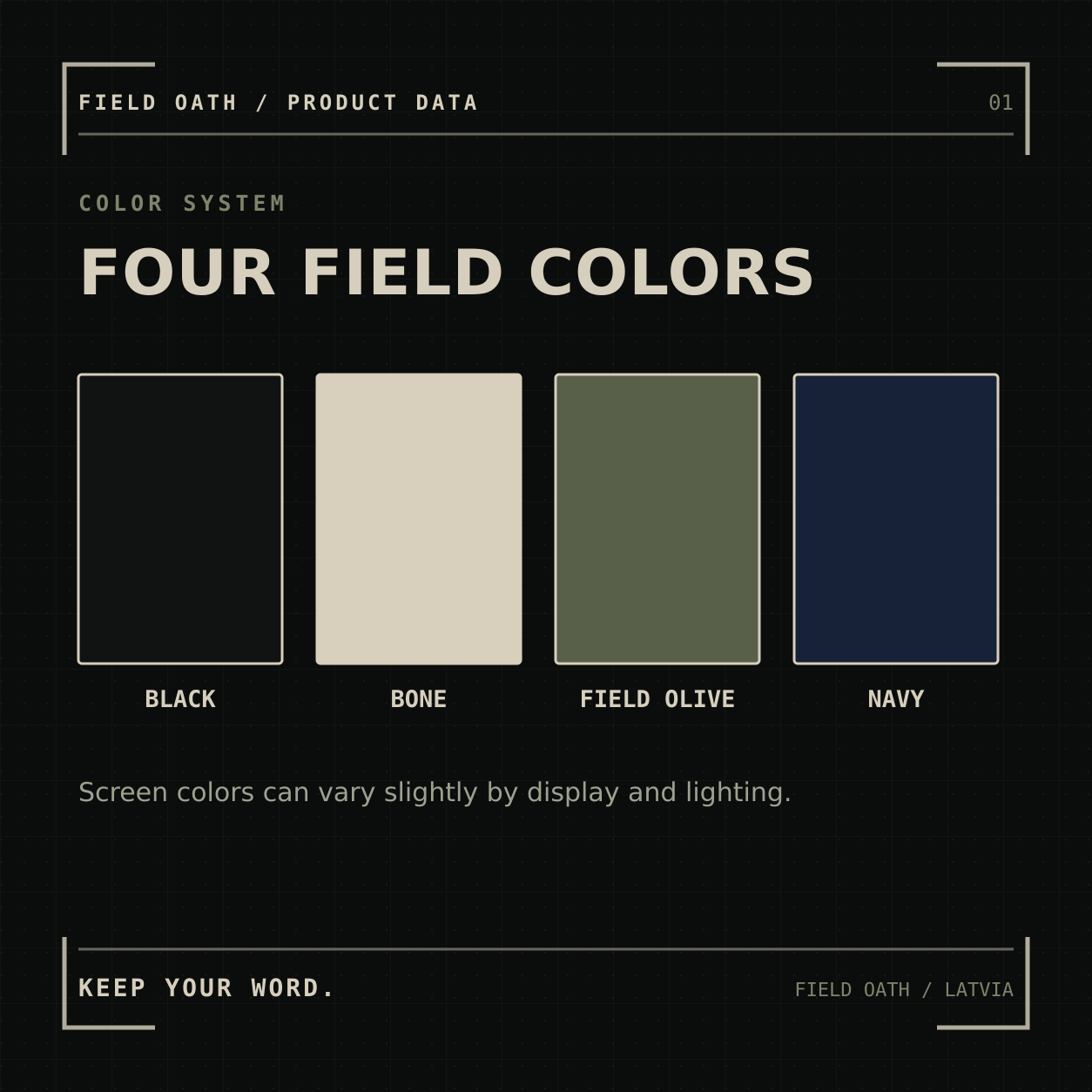 FIELD OATH Under Load Watch T-Shirt: color options in Black, Bone, Field Olive and Navy