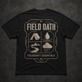 Black FIELD OATH Fieldcraft Essentials T-Shirt back flat lay with tactical field icon panel
