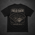 Black FIELD OATH Northern Watch T-Shirt back flat lay with tactical observation arc artwork