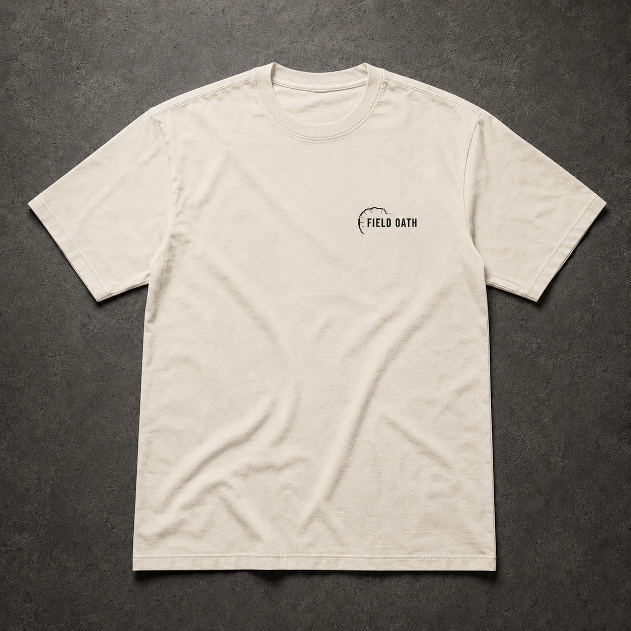 Bone FIELD OATH Northern Watch T-Shirt front flat lay with small observation chest identifier