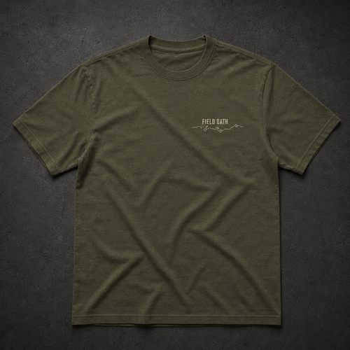 Field olive FIELD OATH Cold Coast T-Shirt front flat lay with coastline chest identifier