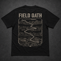 Black FIELD OATH Take the Long Route T-Shirt back flat lay with tactical switchback route artwork