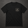 Black FIELD OATH Alpine Passage T-Shirt front flat lay with alpine passage left-chest artwork