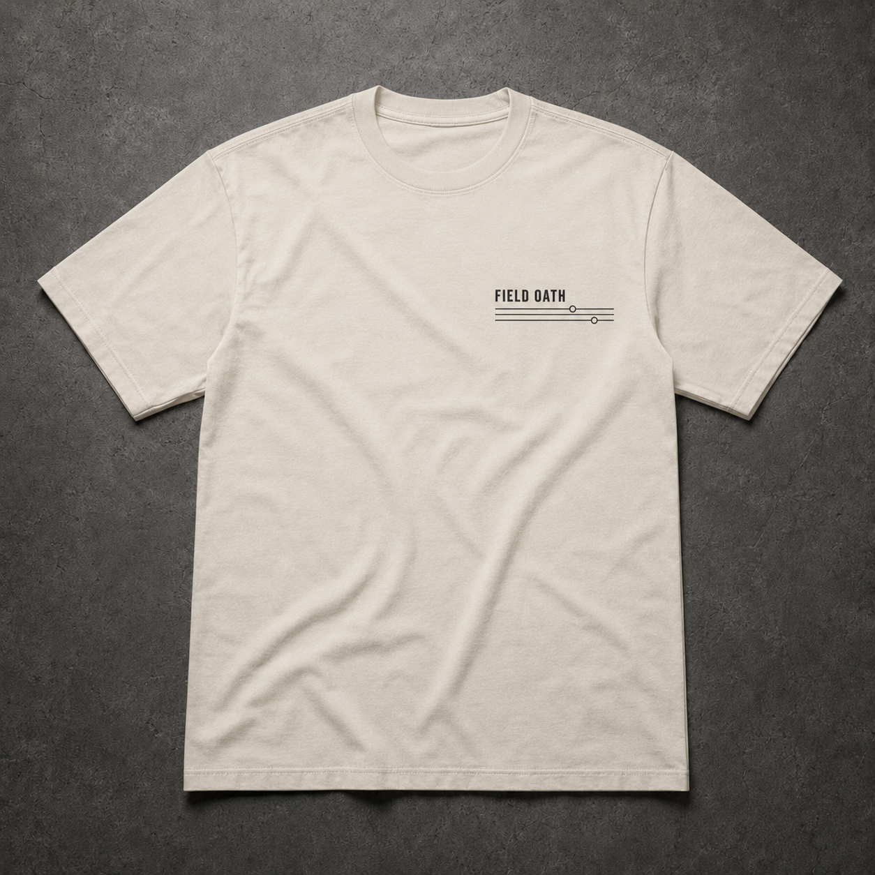 Bone FIELD OATH Coastal Recon T-Shirt front flat lay with coastline observation chest identifier