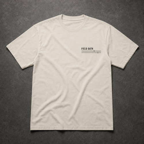 Bone FIELD OATH Coastal Recon T-Shirt front flat lay with coastline observation chest identifier